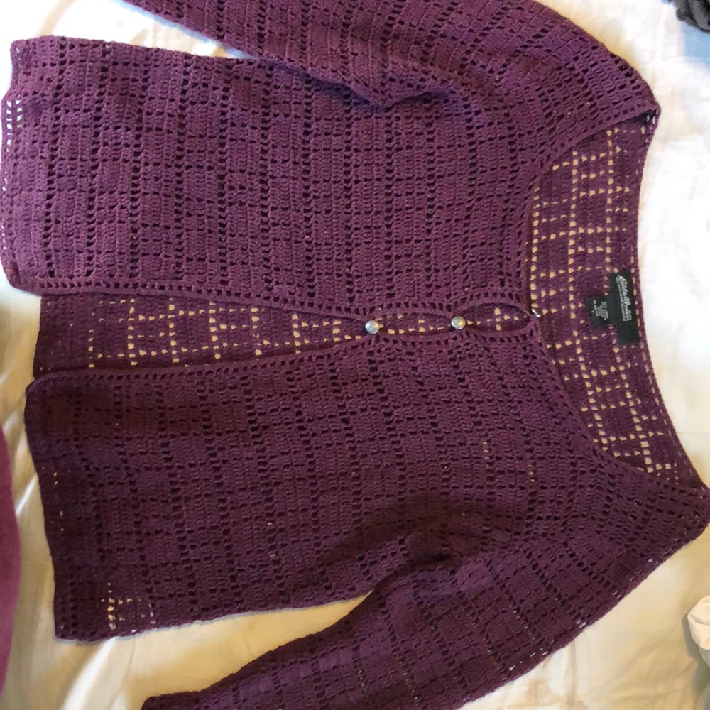 Eddie Bauer purple knit cardigan